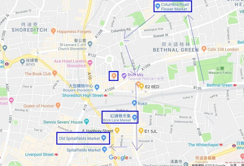 sunday east london map