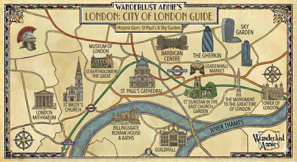 聖保羅大教堂與空中花園：倫敦歷史的塊寶倫敦金融城 City of London 地圖