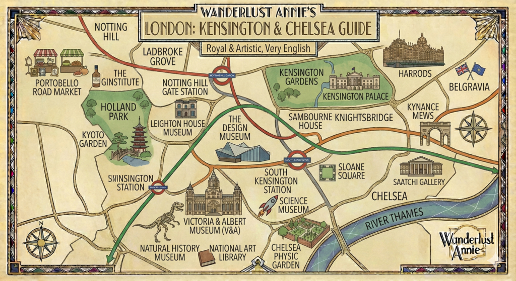 肯辛頓宮與 V&A 博物館：很英式的文藝區肯辛頓與切爾西 Kensington and Chelsea地圖
