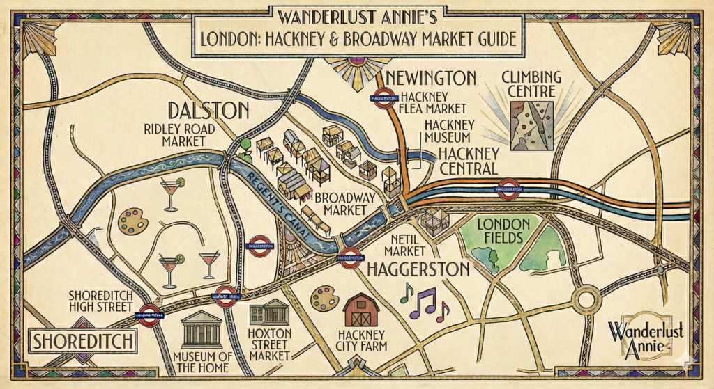 百老匯市集以及文青區：藝文潮人生活大本營哈克尼 (Hackney)地圖