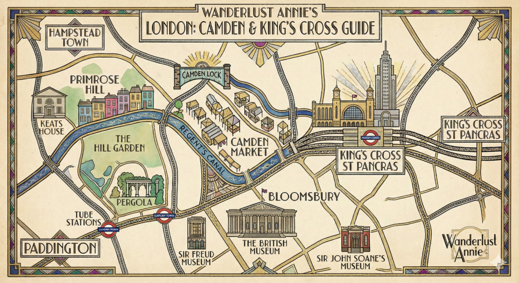 王十字車站、肯頓市集周邊地圖：Camden