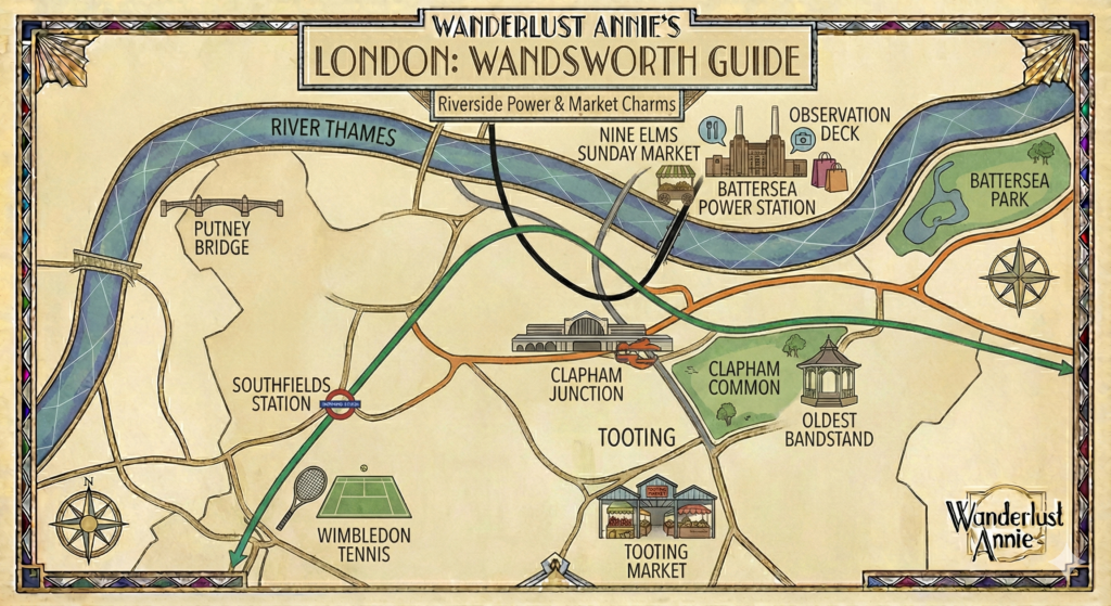 巴特西發電站與溫布頓網球：汪達沃斯 (Wandsworth)地圖